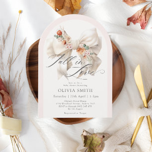 Invitación Cae en el amor Elegante Baby Shower floral de barr