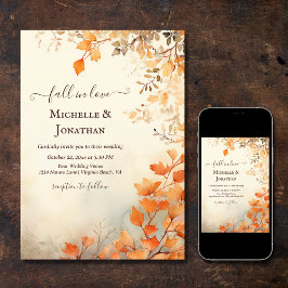Invitación Cae en el amor Hermosa salida de otoño de boda oto