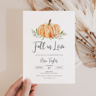 Invitación Cae en el amor La vegetación de calabaza