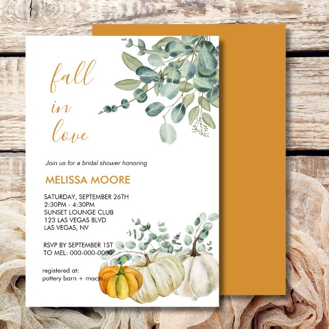 Invitación Cae en el amor la vegetación de calabaza de otoño  (Subido por el creador)