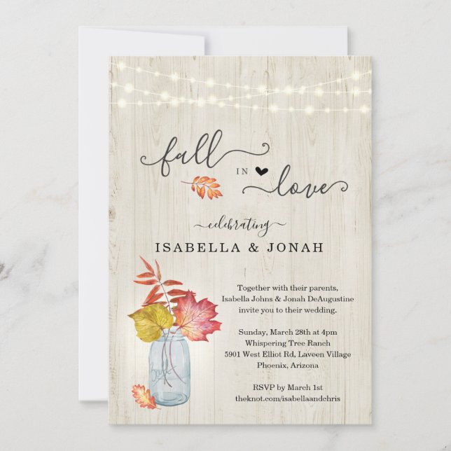 Invitación Cae en el amor todo en una sola boda con RSVP (Anverso)