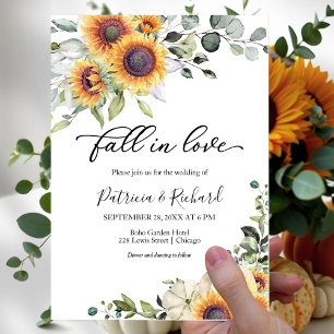 Invitación Cae En El Amor Verdor Girasoles Boda