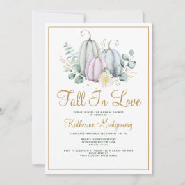Invitación Cae Enamorada Calabaza Verdor Otoño Ducha De Novia