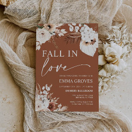 Invitación Cae enamorada Terracota Boho Pampas ducha de novia