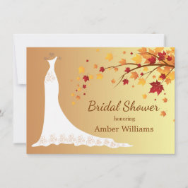 Invitación Cae hojas de otoño, boda vestido con ducha de novi