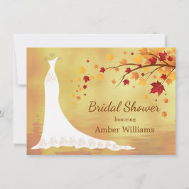 Invitación Cae hojas de otoño, boda vestido con ducha de novi