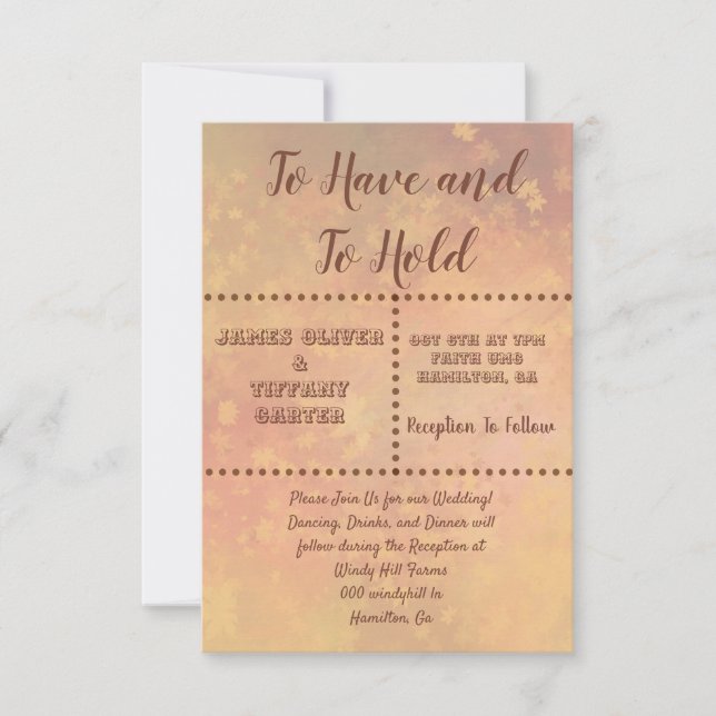 Invitación Cae hojas y puntos (Anverso)