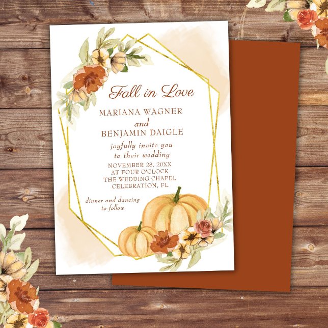 Invitación Cae la acuarela rusa en Boda de calabaza de amor (Subido por el creador)