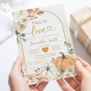 Invitación Cae la calabaza blanca Boho en la ducha de novias