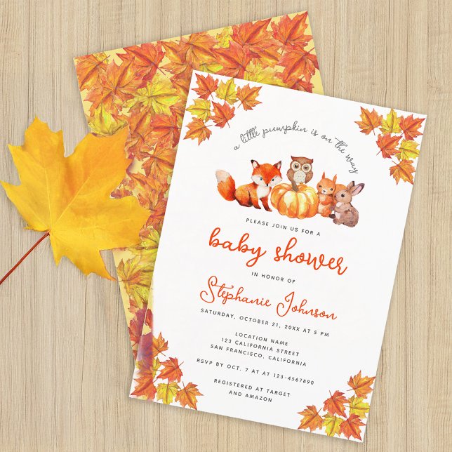 Invitación Cae La Calabaza De Baby Shower El Otoño Deja Anima (Subido por el creador)