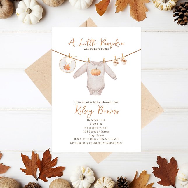 Invitación Cae la calabaza en el otoño Baby Shower neutral (Subido por el creador)