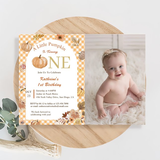 Invitación Cae nuestro pequeño Naranja de cumpleaños 1.ª cala (Subido por el creador)