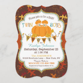 Invitación Cae un niño gemelo de calabaza deja Baby Shower