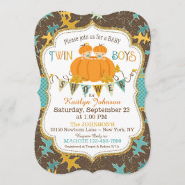 Invitación Cae un niño gemelo de calabaza deja Baby Shower