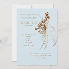 Invitación Cae Wispy Boho Sky Blue ambos padres