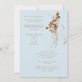 Invitación Cae Wispy Boho Sky Blue ambos padres II