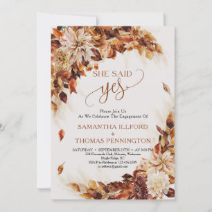 Invitación Cae y hojas y flores de otoño dijo que sí