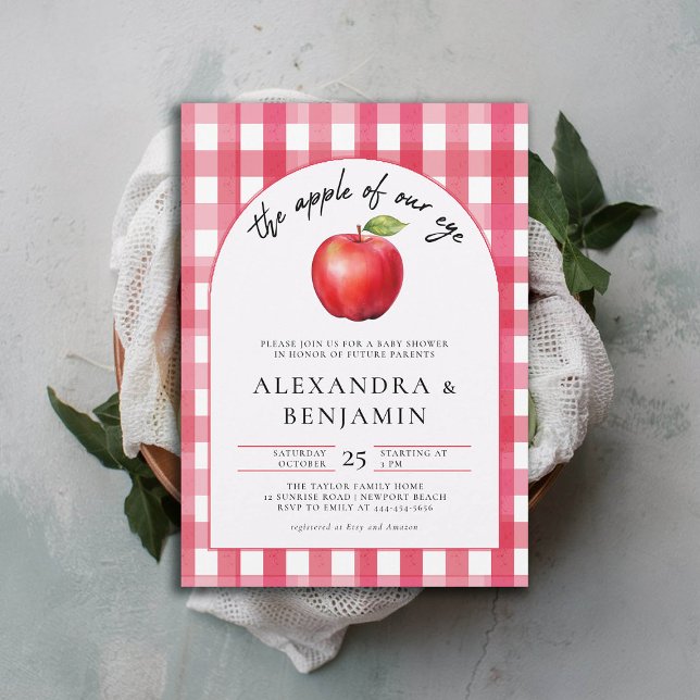 Invitación Caer Apple Harvest Boho Coed Rustic Baby Shower (harvest baby shower invitation coed couple fall autumn apple of our eye red gender neutral)