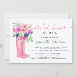 Invitación Caer botas florales acuarela ducha de novia por co