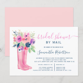Invitación Caer botas florales acuarela ducha de novia por co