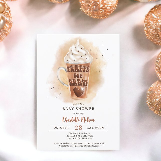 Invitación Caer café ilustracion acuarela ducha bebé (Fall coffee illustration watercolor baby shower invitation)