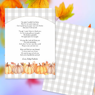 Invitación Caer calabaza poema de ducha bebé, nota de agradec