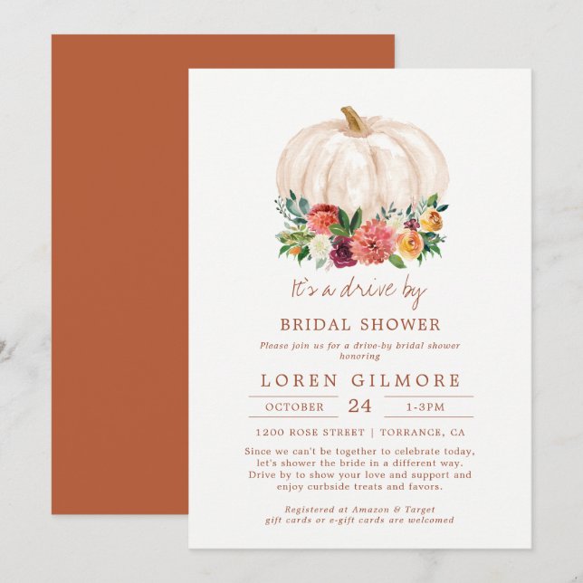 Invitación Caer De La Calabaza Por La Ducha Británica (Anverso / Reverso)