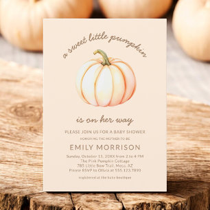 Invitación Caer dulce calabaza pequeña otoño Baby Shower