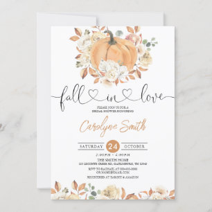 Invitación Caer en amor Calabaza Caer Floral Ducha de novia