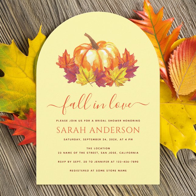 Invitación Caer en amor Calabaza y otoño deja ducha de novia (Subido por el creador)