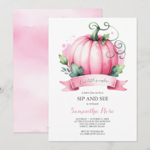 Invitación Caer en Baby Shower Little Pumpkin Sip y ver
