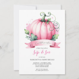 Invitación Caer en Baby Shower Little Pumpkin Sip y ver