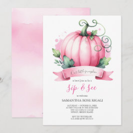 Invitación Caer en Baby Shower Little Pumpkin Sip y ver