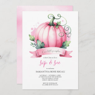 Invitación Caer en Baby Shower Little Pumpkin Sip y ver