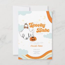 Invitación Caer en Baby Shower Retro Ghost Groovy Baby Shower