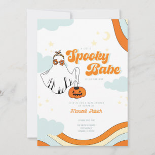 Invitación Caer en Baby Shower Retro Ghost Groovy Baby Shower