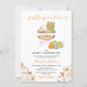 Invitación Caer En El Amor Bear Stroller Calabaza Baby Shower