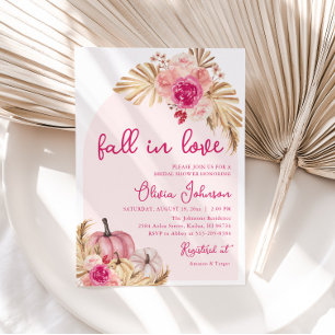 Invitación Caer en el amor Boho Calabaza rosa ducha de novia