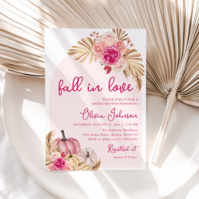Invitación Caer en el amor Boho Calabaza rosa ducha de novia (Subido por el creador)