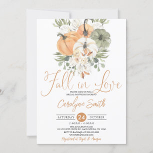 Invitación Caer en el amor Calabaza ducha de novias otoño
