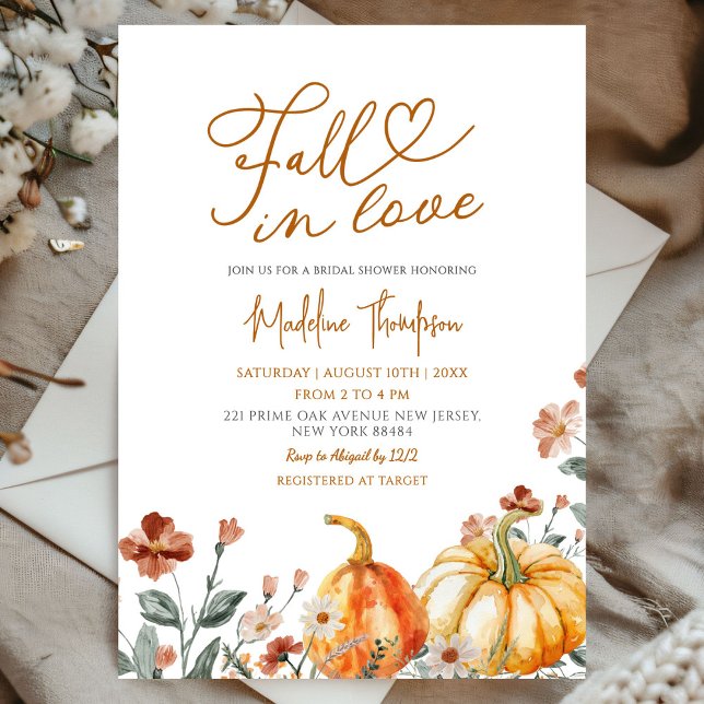 Invitación Caer en el amor Calabaza Flor silvestre ducha de n (Subido por el creador)