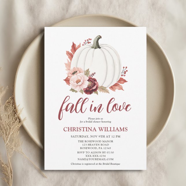 Invitación Caer en el amor Calabaza Floral Bridal Shower (Subido por el creador)