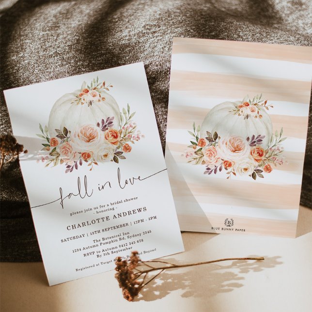 Invitación Caer en el amor Calabaza Floral Bridal Shower (Subido por el creador)
