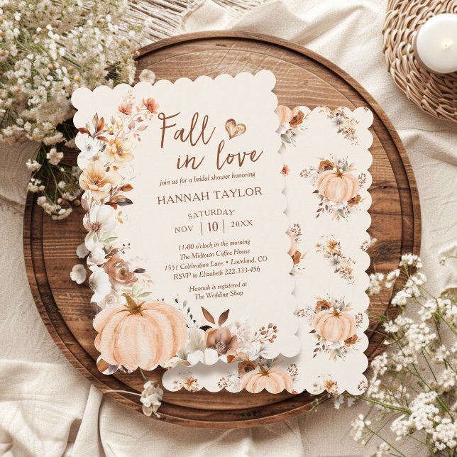 Invitación Caer en el amor Calabaza Floral Bridal Shower (Subido por el creador)