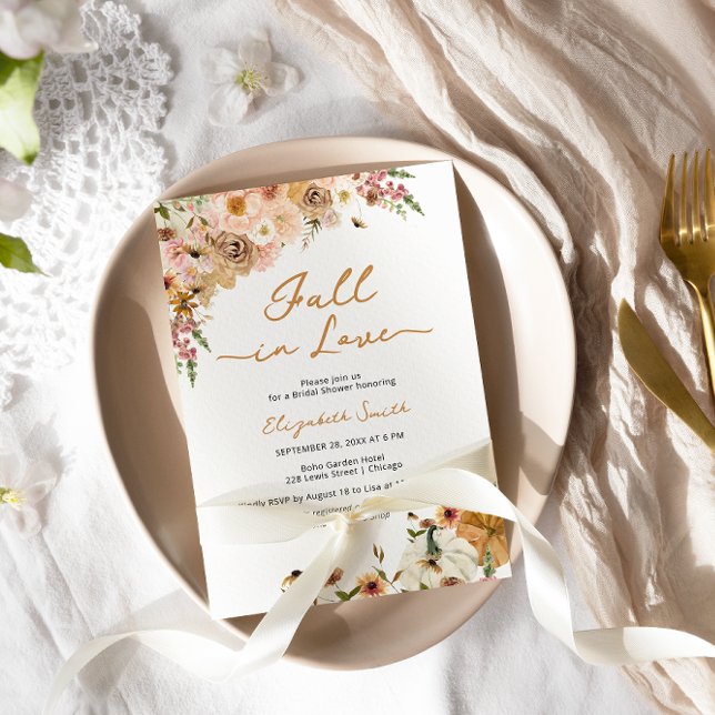 Invitación Caer en el amor Calabaza Floral Bridal Shower (Subido por el creador)