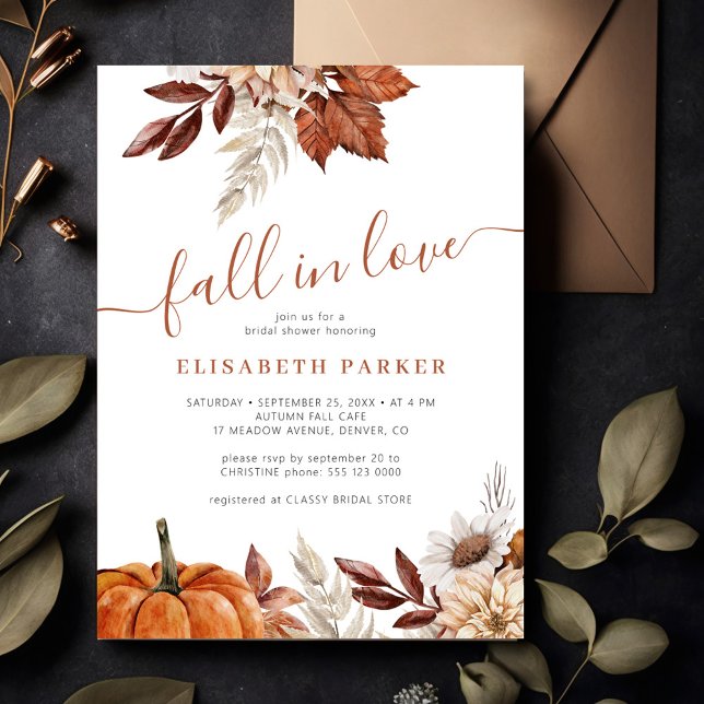 Invitación Caer en el amor cuarto otoño de calabaza floral du (Subido por el creador)