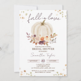 Invitación Caer en el amor ducha de novia, calabaza blanca de