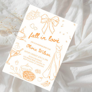 Invitación Caer en el amor ducha de novias- Elegantes hojas d