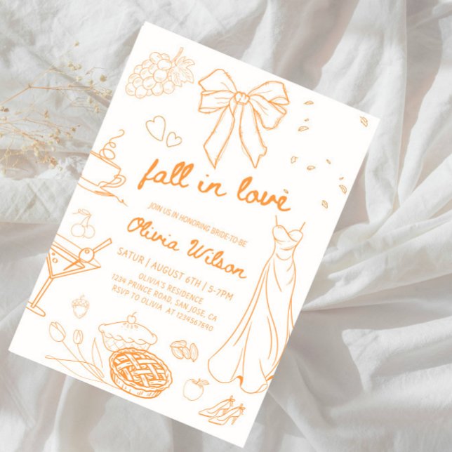 Invitación Caer en el amor ducha de novias- Elegantes hojas d (Subido por el creador)