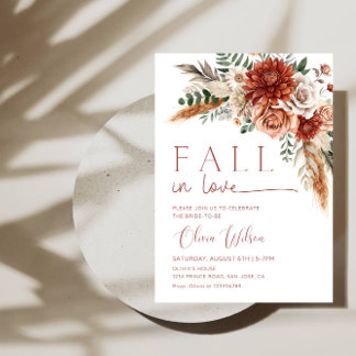 Invitación Caer en el amor ducha de novias- Fiesta rústico de